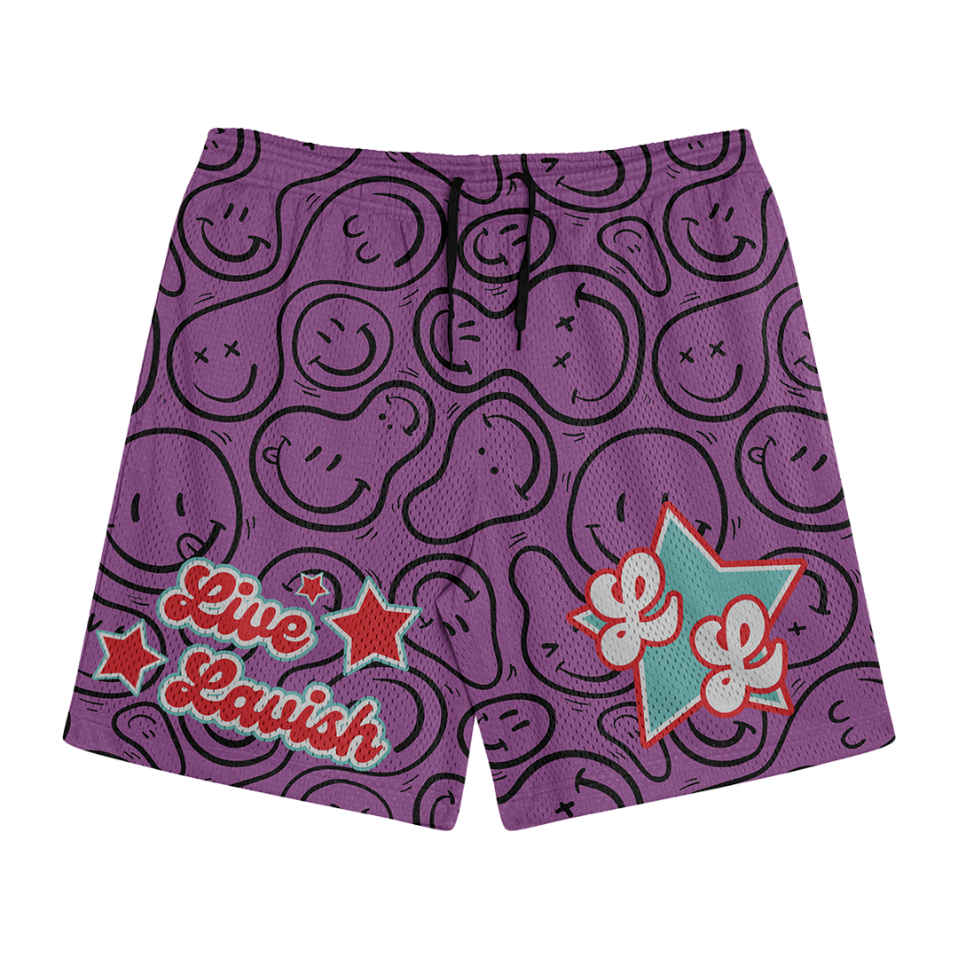 Purple Smiley Shorts